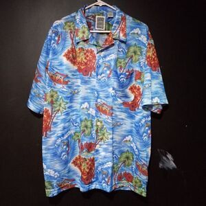 Vintage “Ocean Currents” original special brand aloha shirt